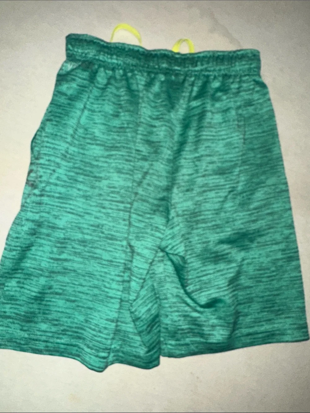 Kids Size 8 Xersion Green Athletic Shorts with Neon Drawstring